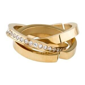 Vita Fede Cassio Pavé Ring Set, 24K Gold Plated, Size 5.5–7 NWT